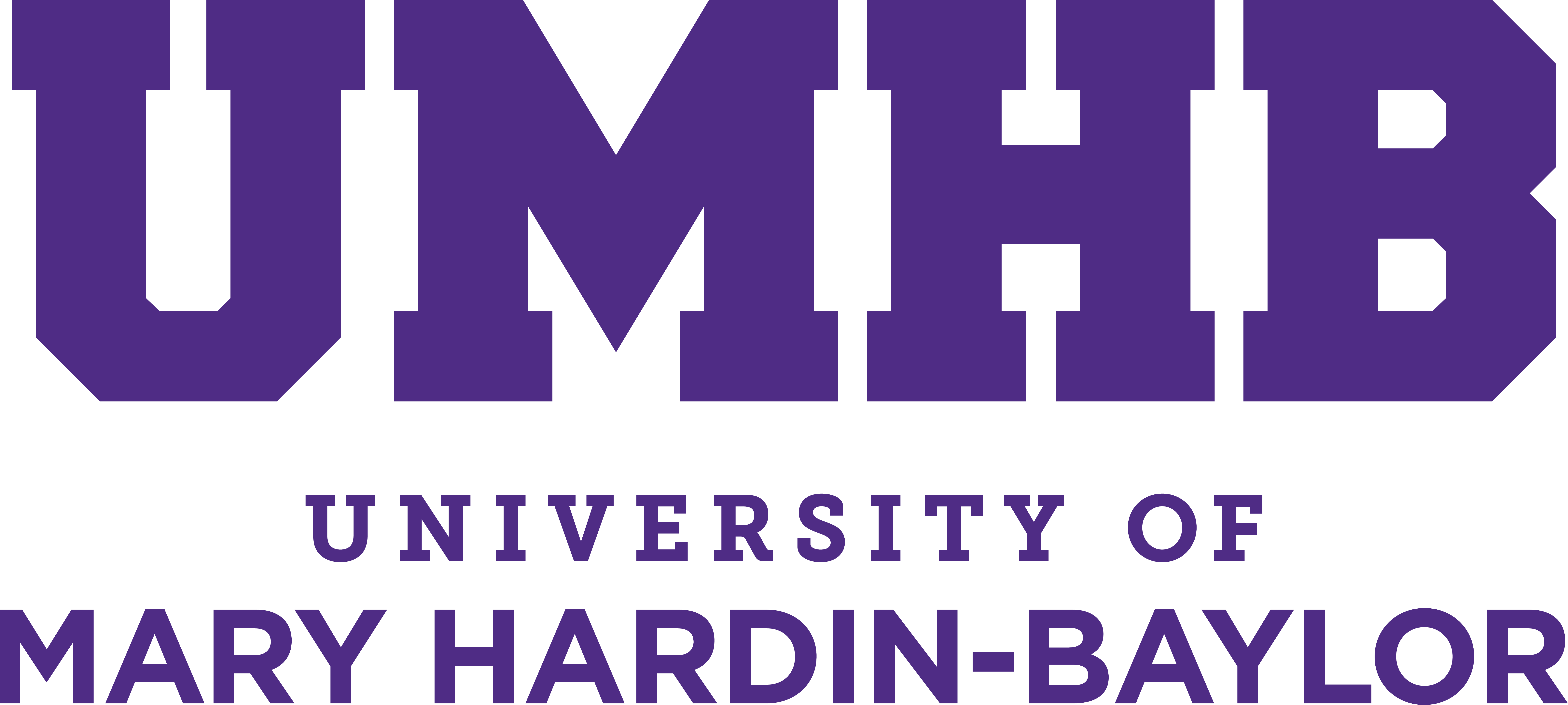 Stacked UMHB logo - color purple